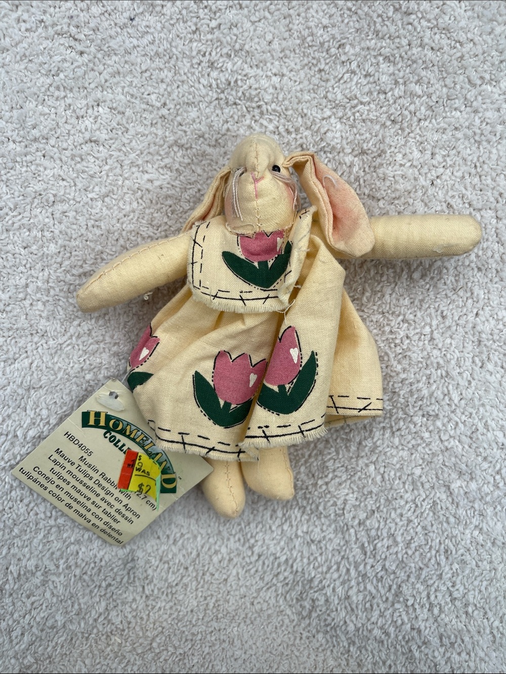 Vintage Homeland Collection Muslin Bunny Rabbit Doll Cheryl Haynes 5”